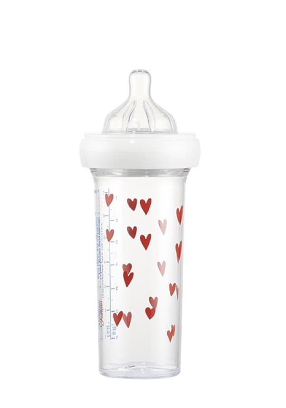 210 Ml Coeurs, le biberon français transparent 8,5x8,5x24 per — vue 2 sur 2