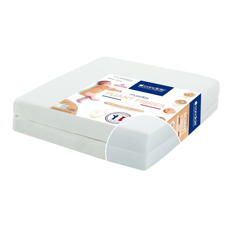 Matelas Pliant 2 Parties Fibres Dehoussable, 60x120x7 cm — vue 2 sur 4