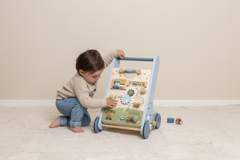 Chariot de Marche Fsc, bleu marron jaune beige vert m forest friends little dutch — vue 2 sur 5