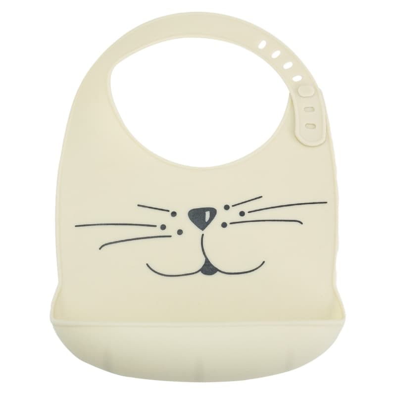 Bavoir Silicone Chat- 18x28cm, trois kilos sept sable 18x28cm h-23