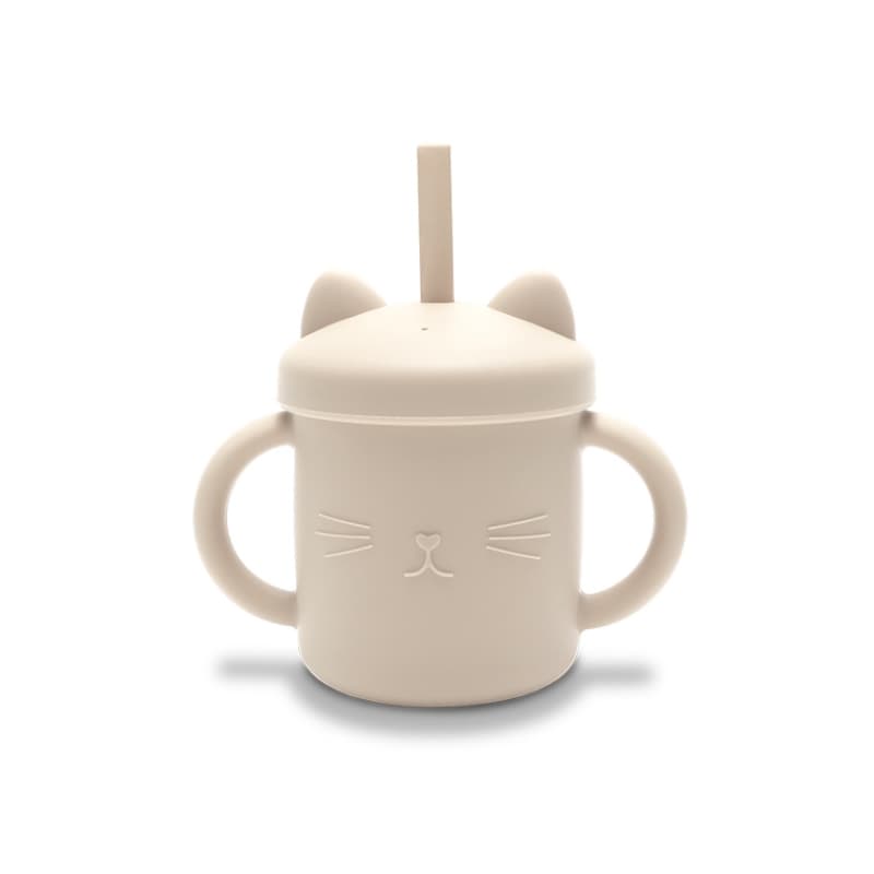 Tasse Silicone avec Poignet et Paille, beige lorelli 25/11 — vue 1 sur 4
