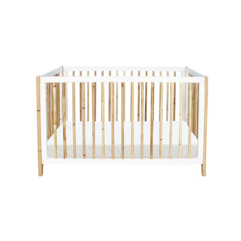 Oceane Lit 60 X 120 Cm, Pieds et Barreaux en Canne Rotin