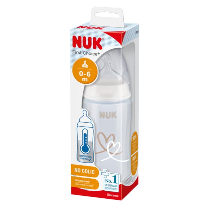 Bib Fc+ Tc 300ml Silicone, blanc 0-6m mixte nuk