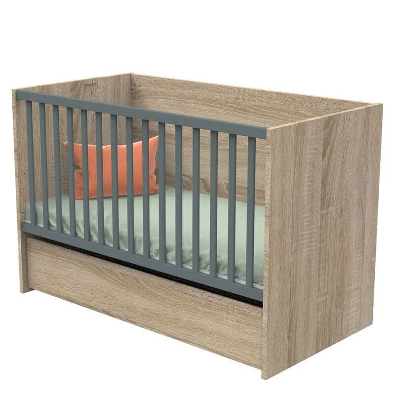 Lit 140x70 Evolutif en 200 Gris Nova Gris Volcanevolutif en 90x200 et 140x200 No, sauthon — vue 2 sur 5