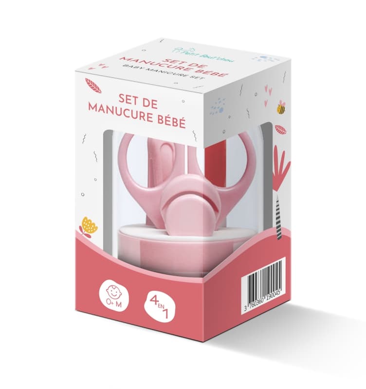 Kit de Manucure 4 en 1, petit bout'chou rose 7x12x7cm petit nez