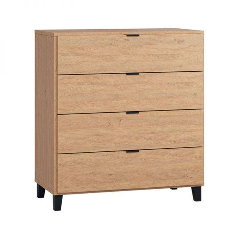 Commode 4 Tiroirs Simple Bois, 45x90x99 bois/noir simple