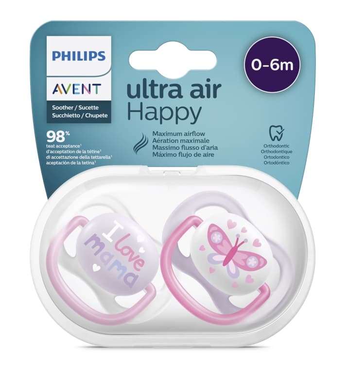 Scf080/02 Sucettes Air 0-6 Girl Love, philips avent 5 x 10,8 x 12,6 — vue 1 sur 7