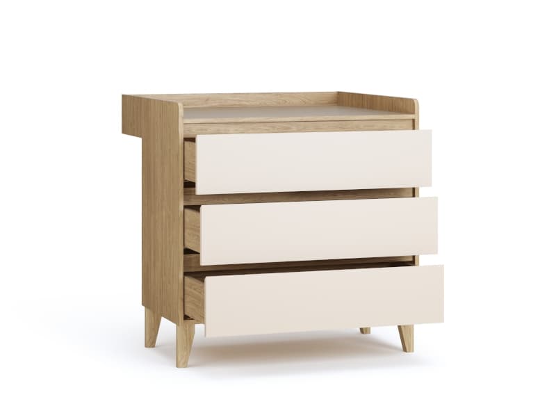 Commode 3 Tiroirs, chene sable muve vox — vue 4 sur 4
