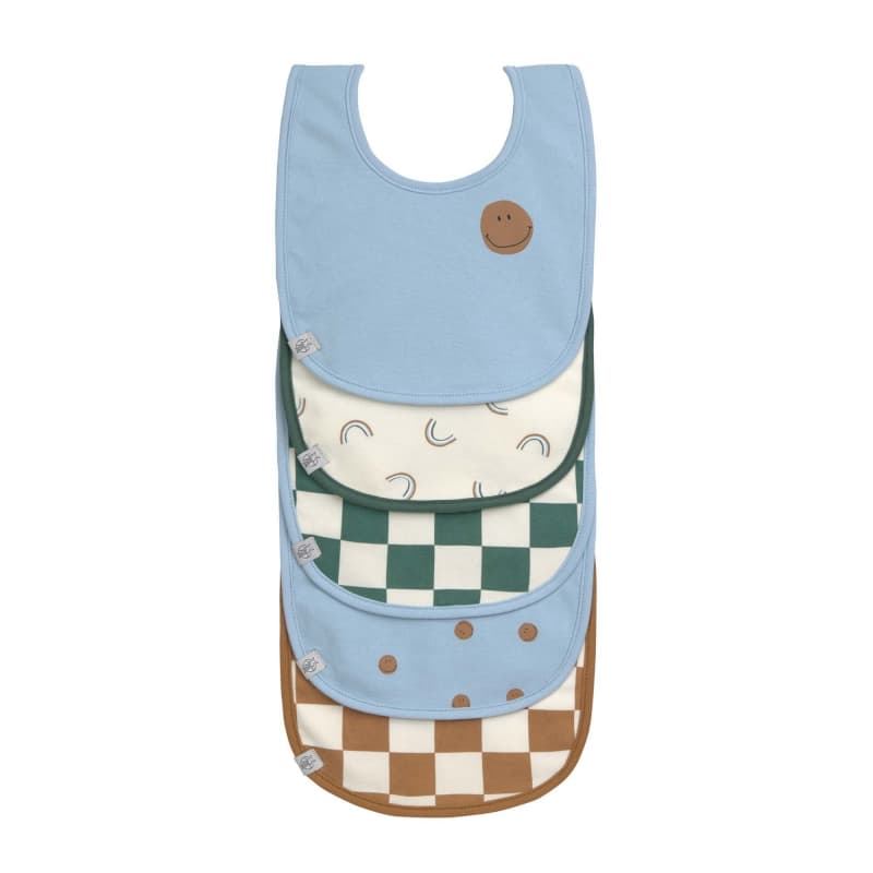 Lot de 5 Bavoirs Eponge Happy Rascals Smile, happy rascals lässig bleu ciel h-24
