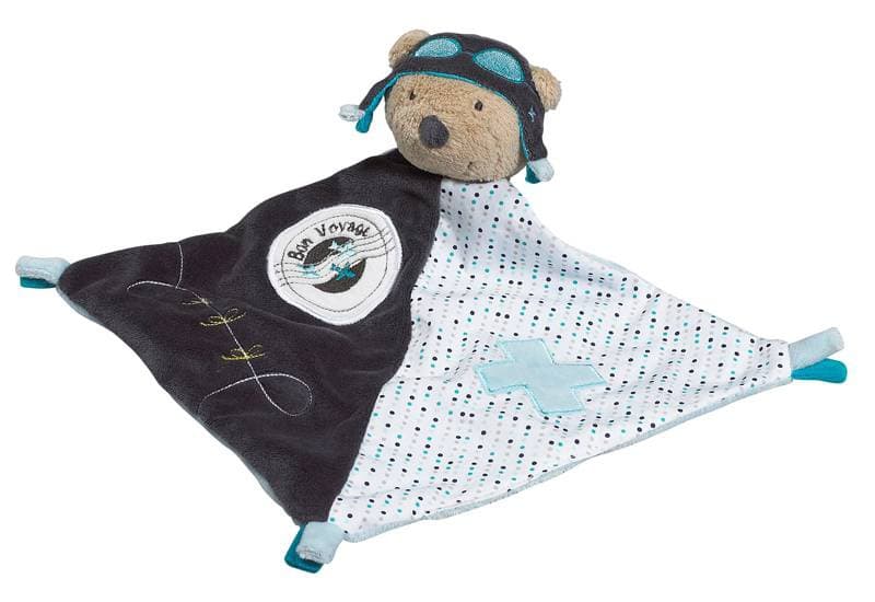 Doudou Mouchoir Lazare, lazare sauthon baby deco bleu/marron environ 34 cm