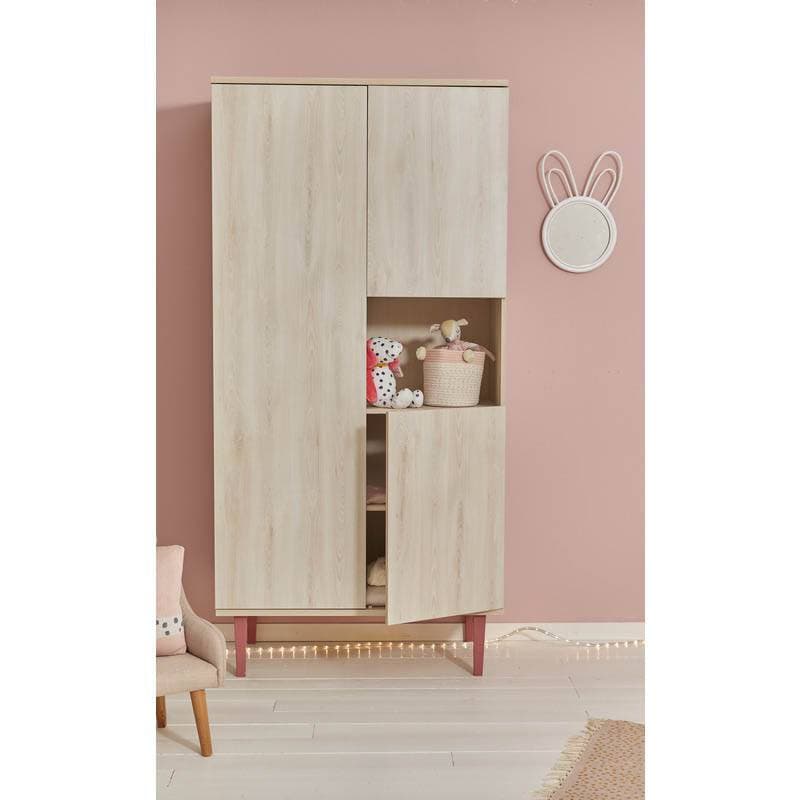 Armoire 1 Gde et 2 Petites Portes Niche Opaline Ro, opaline sauthon selection hetre cendre - rose cany — vue 2 sur 3