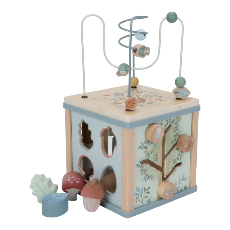 Cube Activites Bois Fsc, bleu jaune beige vert multicol forest friends little dutch — vue 1 sur 5