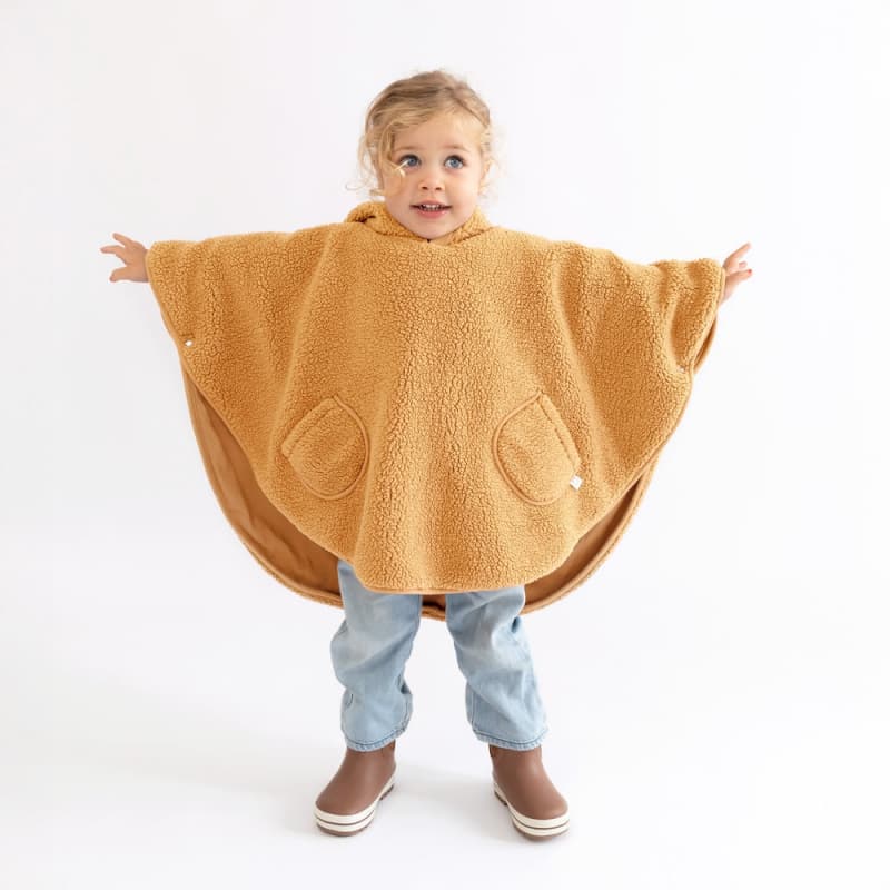 Poncho Teddy Outside + Jersey, ocre 9-36m bemini 25/08 — vue 4 sur 5