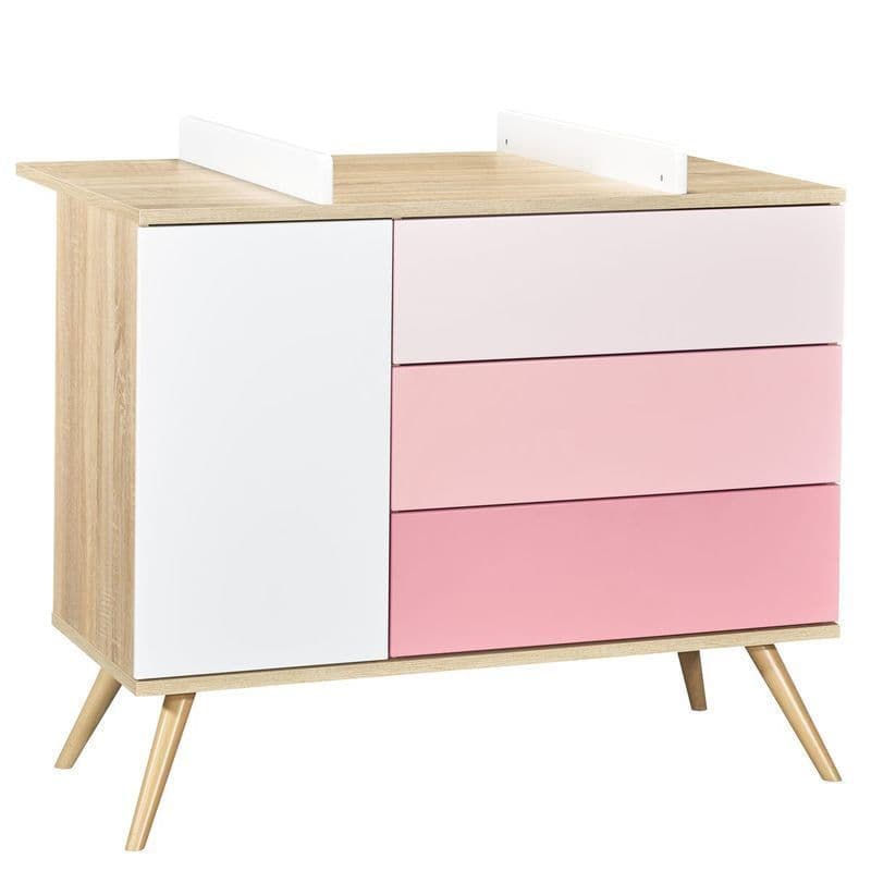Commode 1 Porte et 3 Tiroirs Rose Version Tiroirs Rose Seventies, seventies meuble — vue 2 sur 4