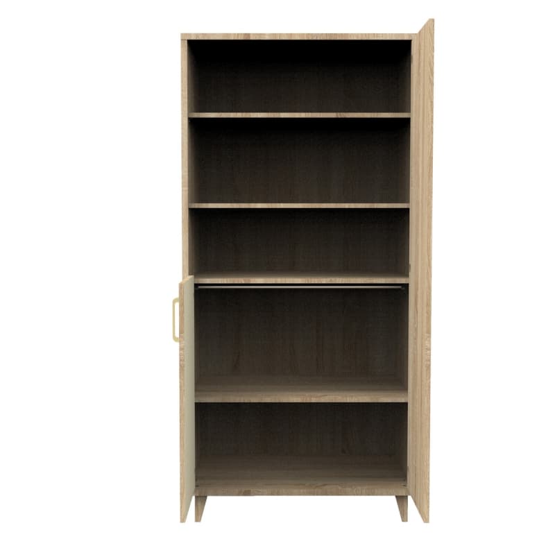 Armoire 2 Portes 1 Niche Charlie, charlie creme meuble chêne doré - crême — vue 3 sur 5
