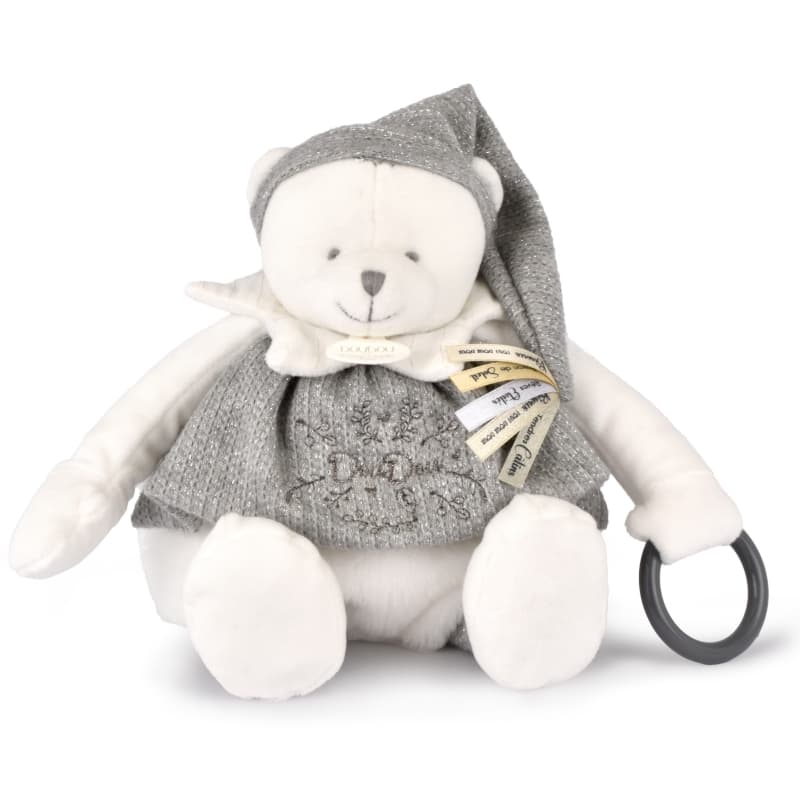 Ours Pantin d'Activites, blanc argente 30cm doudou et compagnie