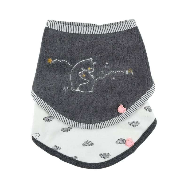 Timeless Set de 2 Bavoirs Bandana, grisfonce permanent