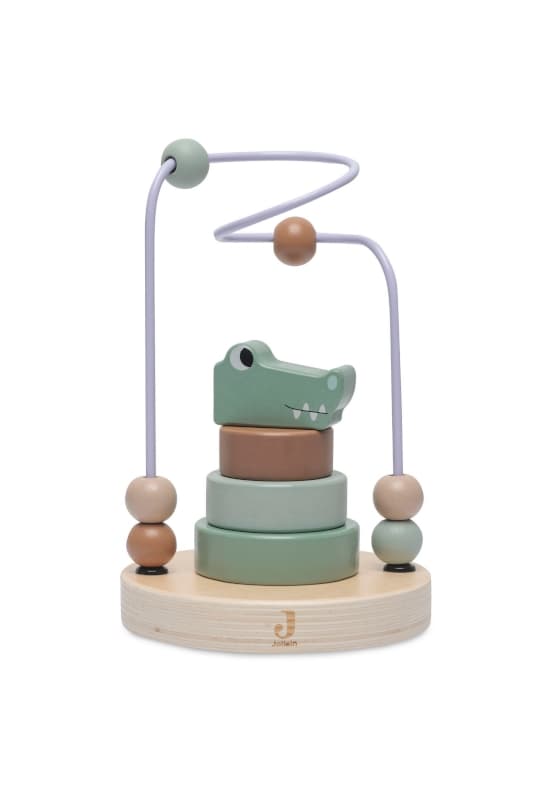 Tour d'Empilage en Bois a Spirale, sea green jungle jambo croco jollein h-24 — vue 1 sur 3