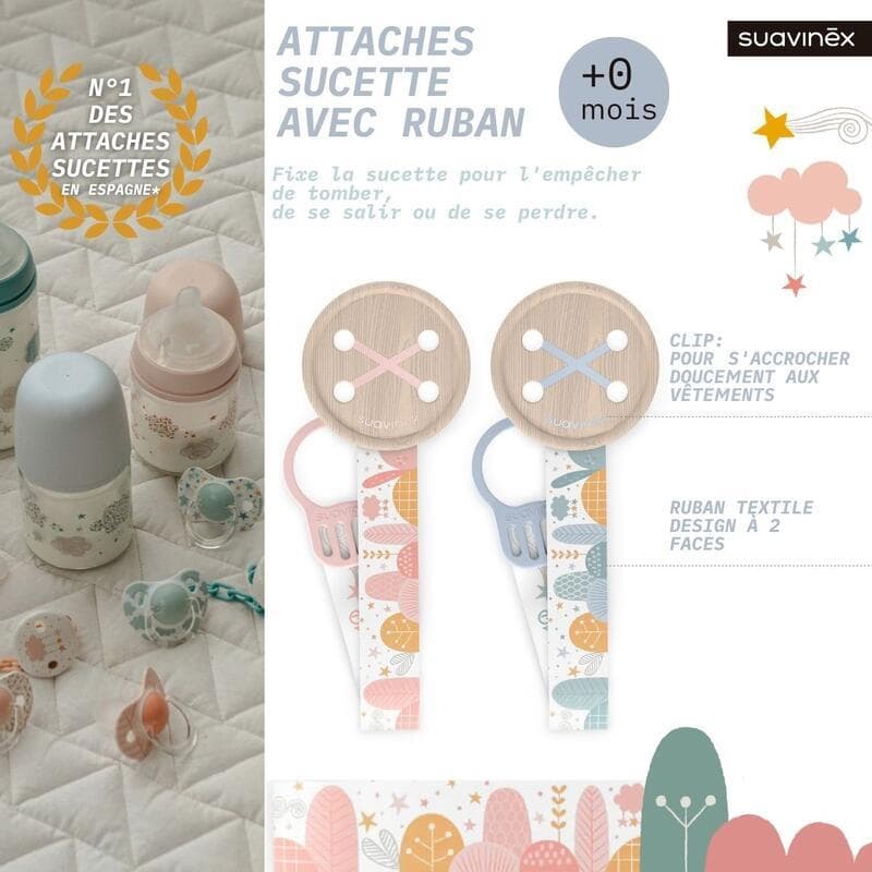 Attache-sucette Ruban - Dreams, pink dreams suavinex