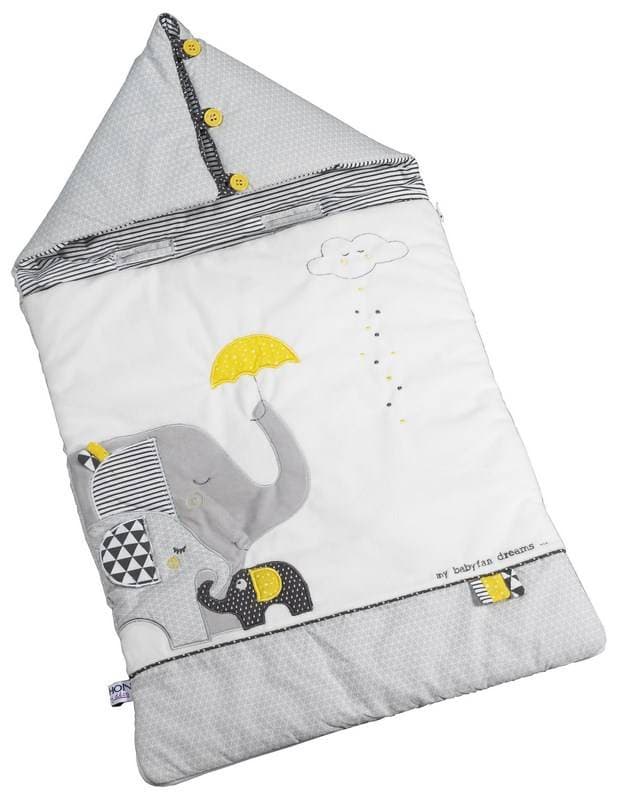Nid d'Ange Nomade Babyfan, babyfan sauthon baby deco blanc/gris 03 mois per