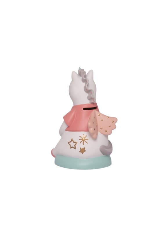 Tirelire Licorne, lilou & perlin textile creme et rose pale h-18