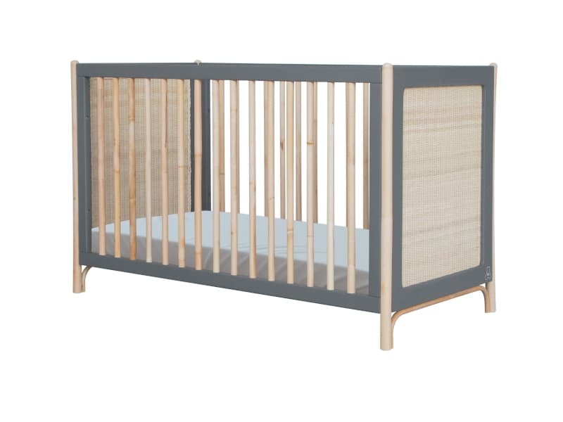 Oceania Lit 60 X 120 Cm Pieds en Canne de Rotin et Facades de Lit Tressage Rot, théo silex — vue 1 sur 3