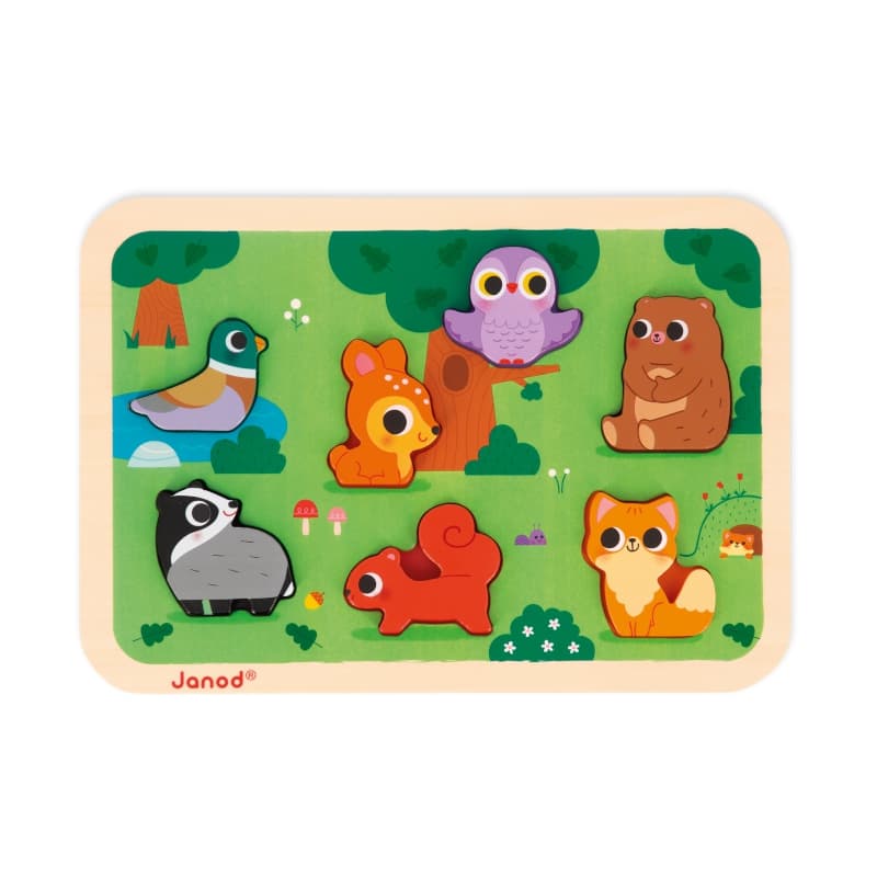 Chunky Puzzle la Foret, puzzles janod multicolore 29,8 x 20,8 x 2,1 collection 2024 — vue 4 sur 5