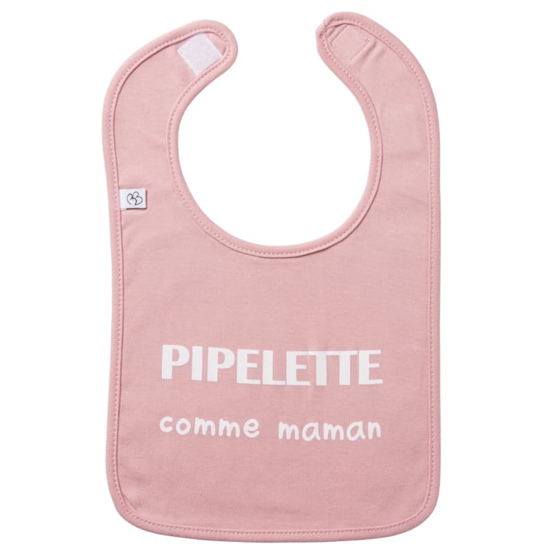 Bavoir, rose thé pipelette comme maman bb&co per