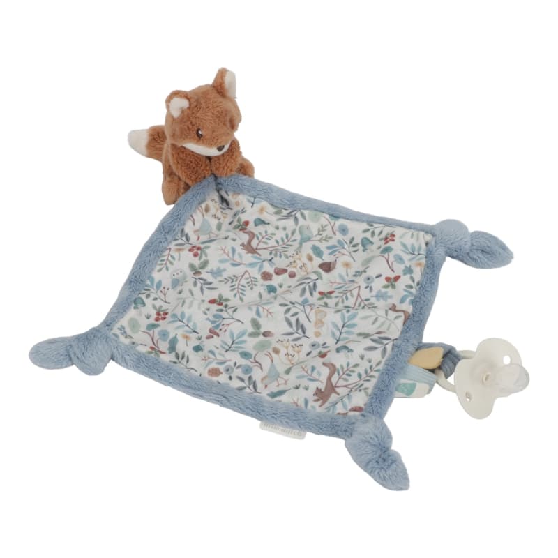 Doudou Carre Renard, bleu marron multicolore forest friends little dutch — vue 2 sur 2