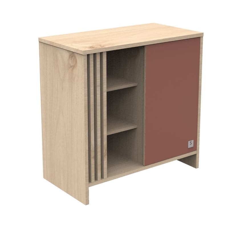 Commode 1 Porte Terracotta, tokyo meuble chêne suave - terracotta — vue 2 sur 5