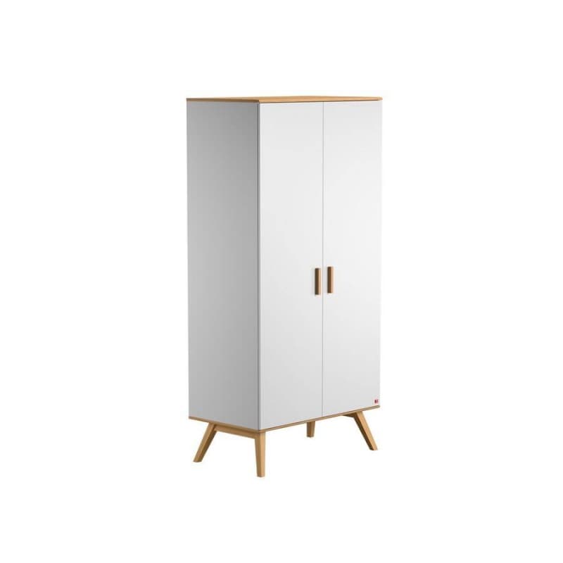 Armoire 2 Portes Bois Blanc Nautis, blanc/bois — vue 2 sur 3