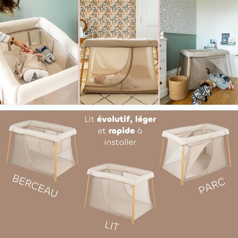 Lit Parapluie 3 en 1 Eazy, argile gazelle beaba — vue 5 sur 6