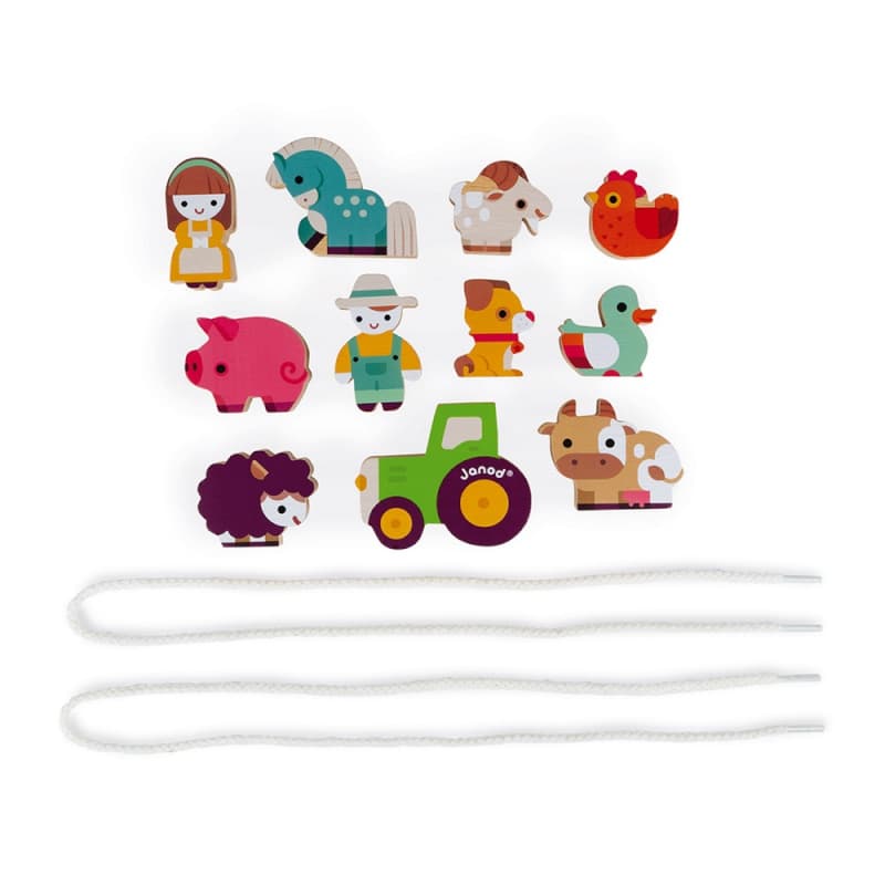 Perles a Enfiler Ferme, jouets d'eveil janod multicolore — vue 4 sur 5
