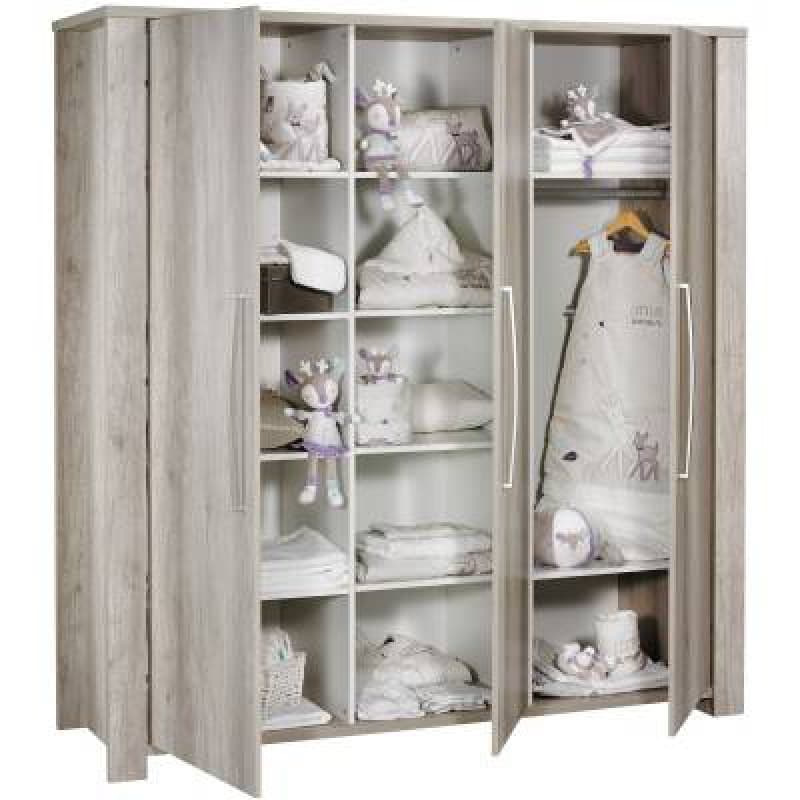 Armoire 3 Portes Emmy, emmy sauthon signature beige cendre/decor chene co — vue 1 sur 4