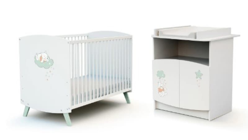 Duo Lit Bebe et Meuble, disney at4 blanc taille unique ah 22 — vue 1 sur 3