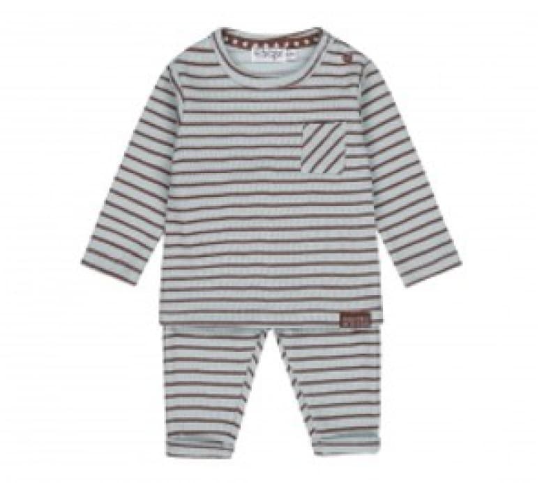 Ens Rayer Longue Manche Bleu-marron