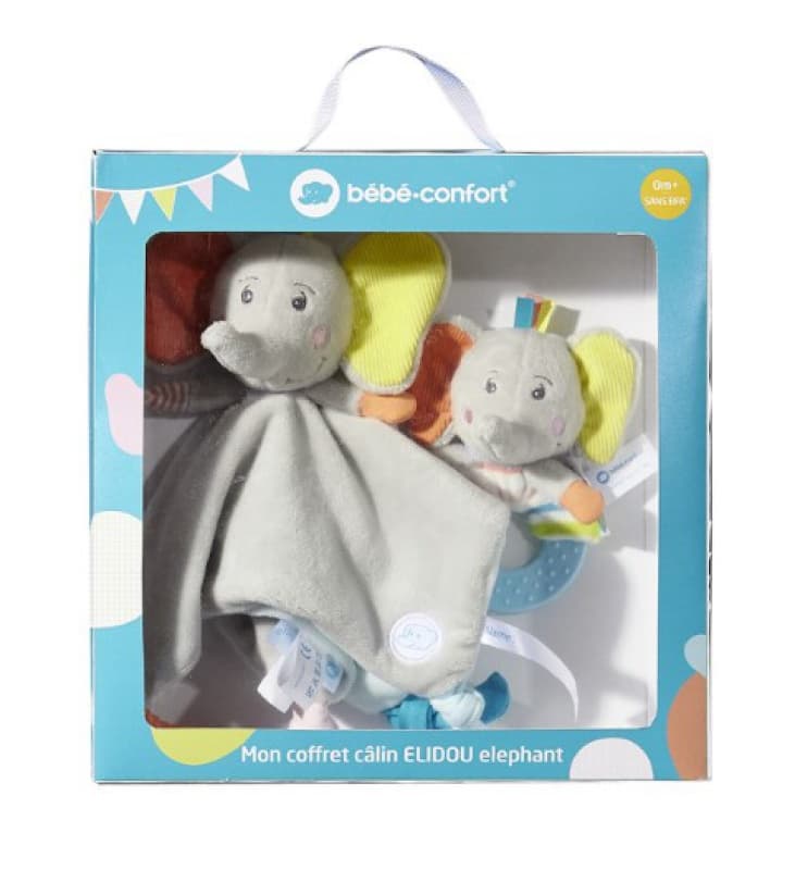Coffret Cadeau Naissance Doudou Elephant Plat Elidou Hochet, bebeconfort 0 43779