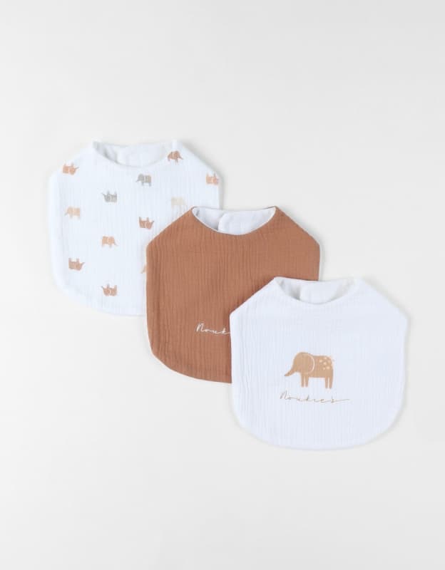 Bavoirs Mousseline Elephants X3, mix match noukie 's permanent — vue 1 sur 4