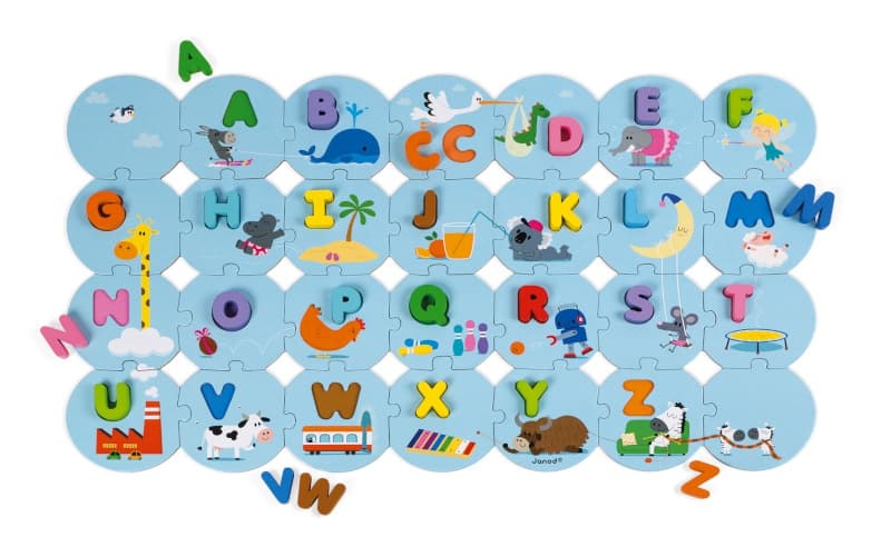Puzzle Alphabet Francais, puzzles janod multicolore