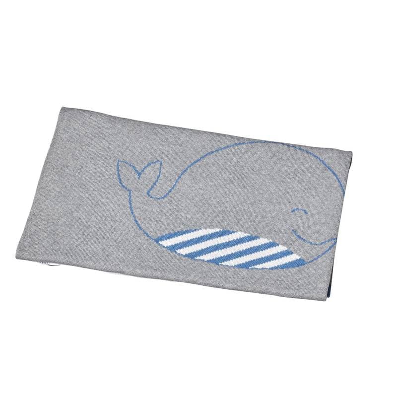 Couverture Maille 80x100cm Blue Baleine, blue baleine sauthon baby deco gris - bleu - blanc — vue 3 sur 3