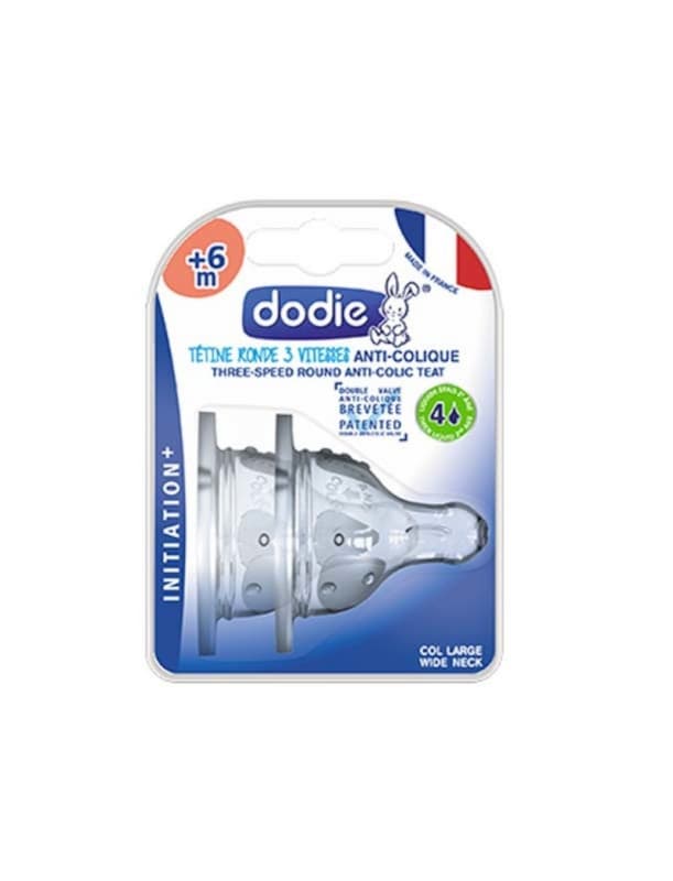Tetine Initiation+ Ronde 3 Vitesses Anti-colique Col Large +6 Mois Silicone de