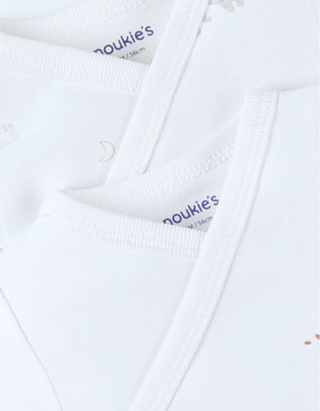 B&m Set 2 Bodys Croises, Coton Bio - Longues Manches, ecru 6m bali, moka & snow noukies permanent — vue 3 sur 3