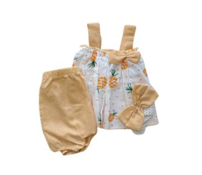 Ensemble Bebe Orange Clair Short +bandeau 12m