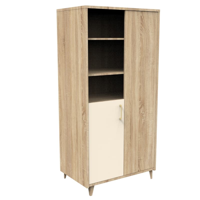 Armoire 2 Portes 1 Niche Charlie, charlie creme meuble chêne doré - crême — vue 2 sur 5