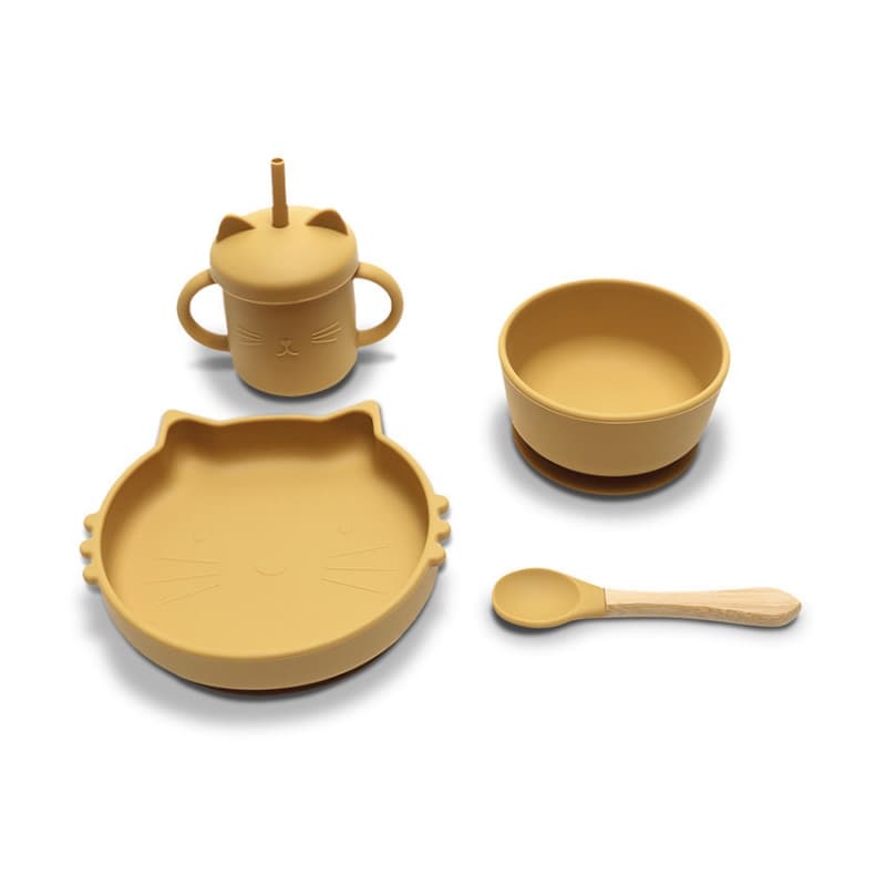 Set 4 Pcs Silicones+bol Assiette Tasse et Cuillere, jaune lorelli 25/03 — vue 1 sur 3