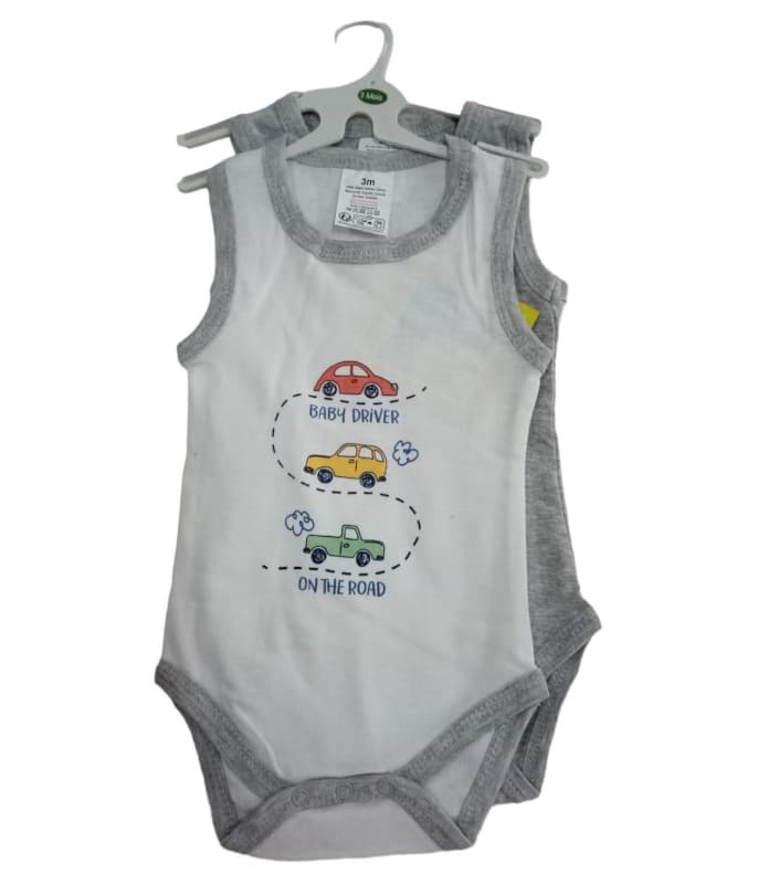 2 Bodys Bretelle 3-24m Gris/bleu — vue 2 sur 2