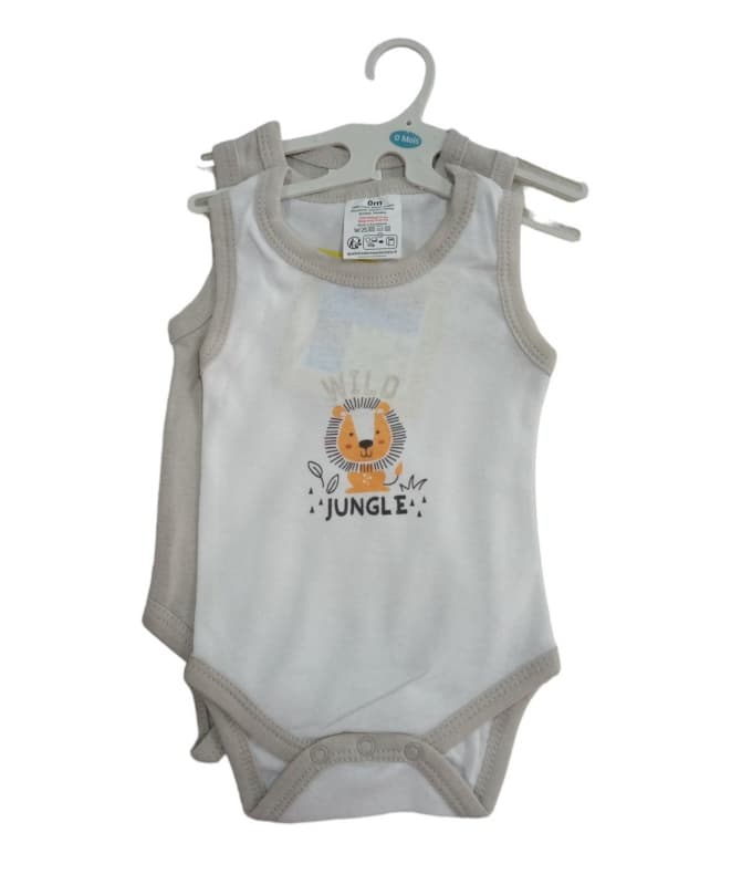 2 Bodys Bretelle 0-3m Beige/bleu — vue 1 sur 2