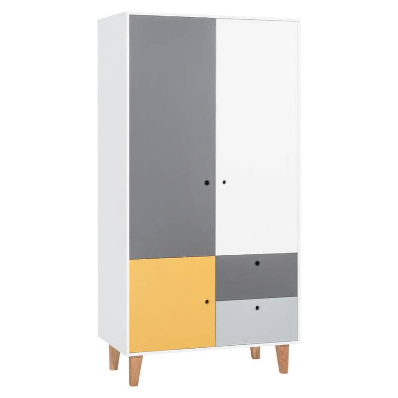 Armoire 2 Portes Safran Concept, blanc/graphite/gris/safran — vue 4 sur 5