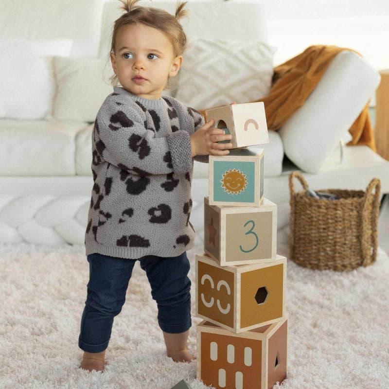 Cubes Empilables en Bois Fsc, multicouleur dès 12 mois trois kilos sept e-24 — vue 4 sur 5