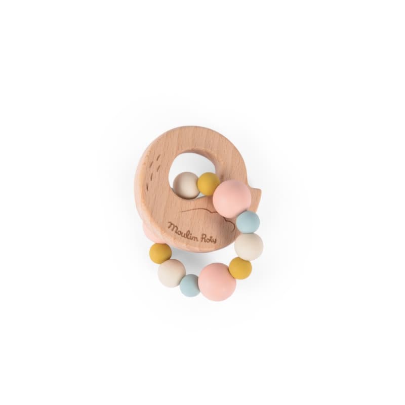 Hochet Anneau de Dentition Bois et Silicone Cygne la Petite Ecole de Danse, moulin roty — vue 2 sur 2